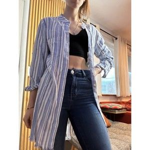 Cloth & Stone Shirt Dress Anthropologie Multi Striped Chambray Small